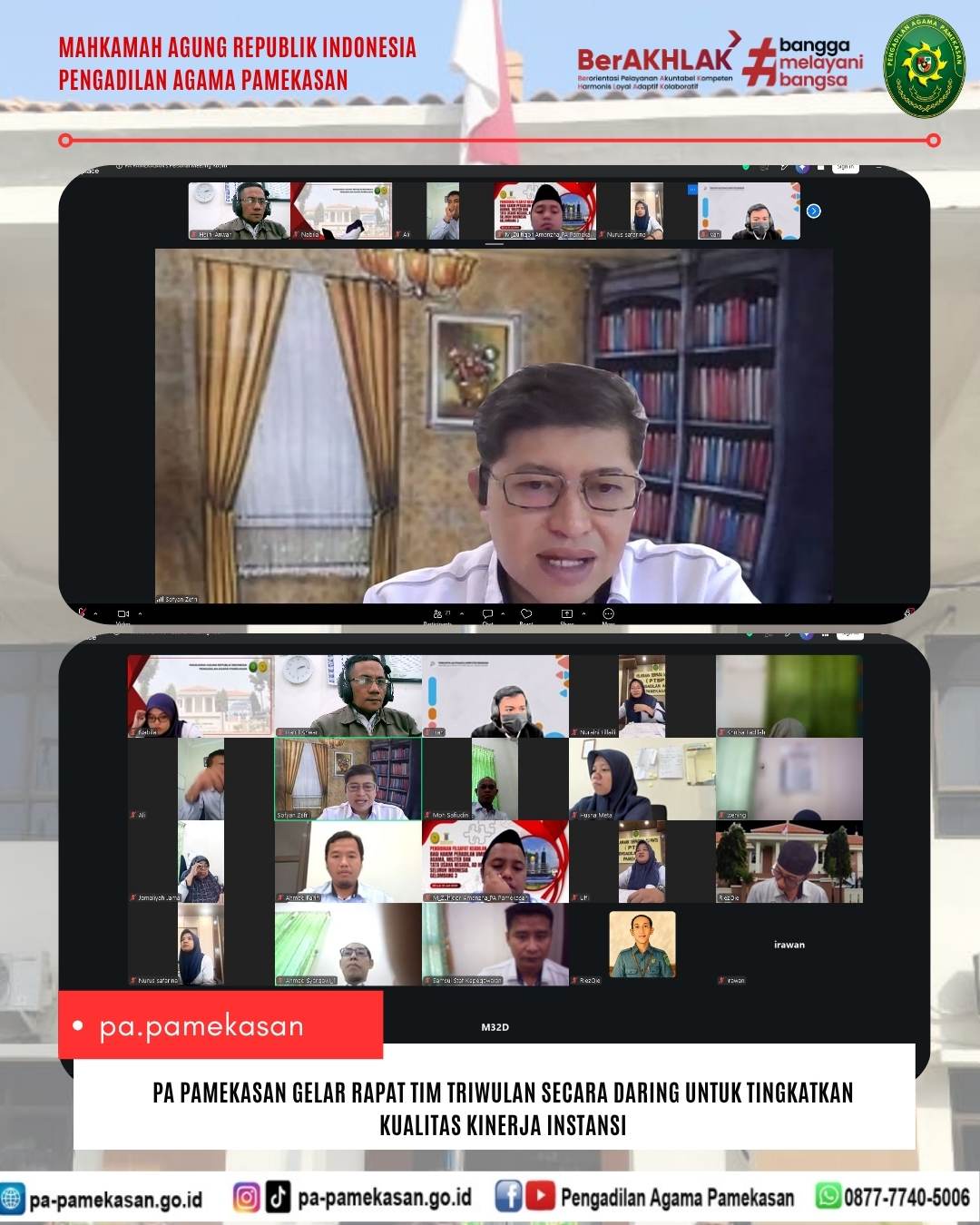 PA Pamekasan Gelar Rapat Tim Triwulan Secara Daring untuk Tingkatkan Kualitas Kinerja Instansi
